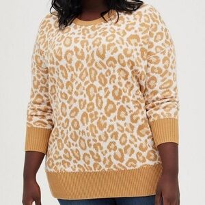 Torrid Drop Shoulder Tunic Sweater “Popcorn Leopard” NWT